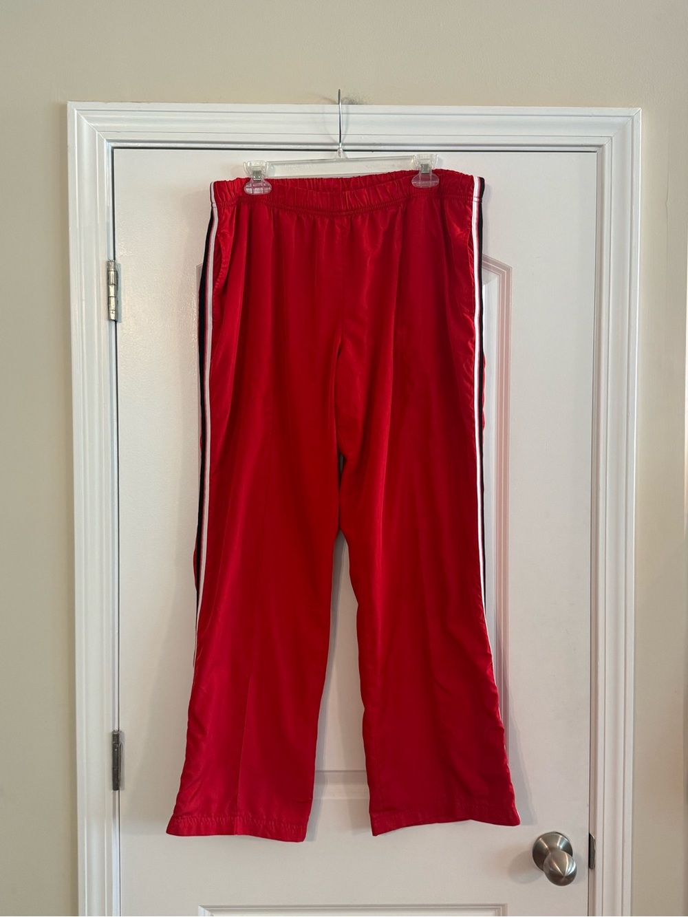 Red Sports Sweatpants Track With Side Zippers Size XL 16/18 Red Y2K